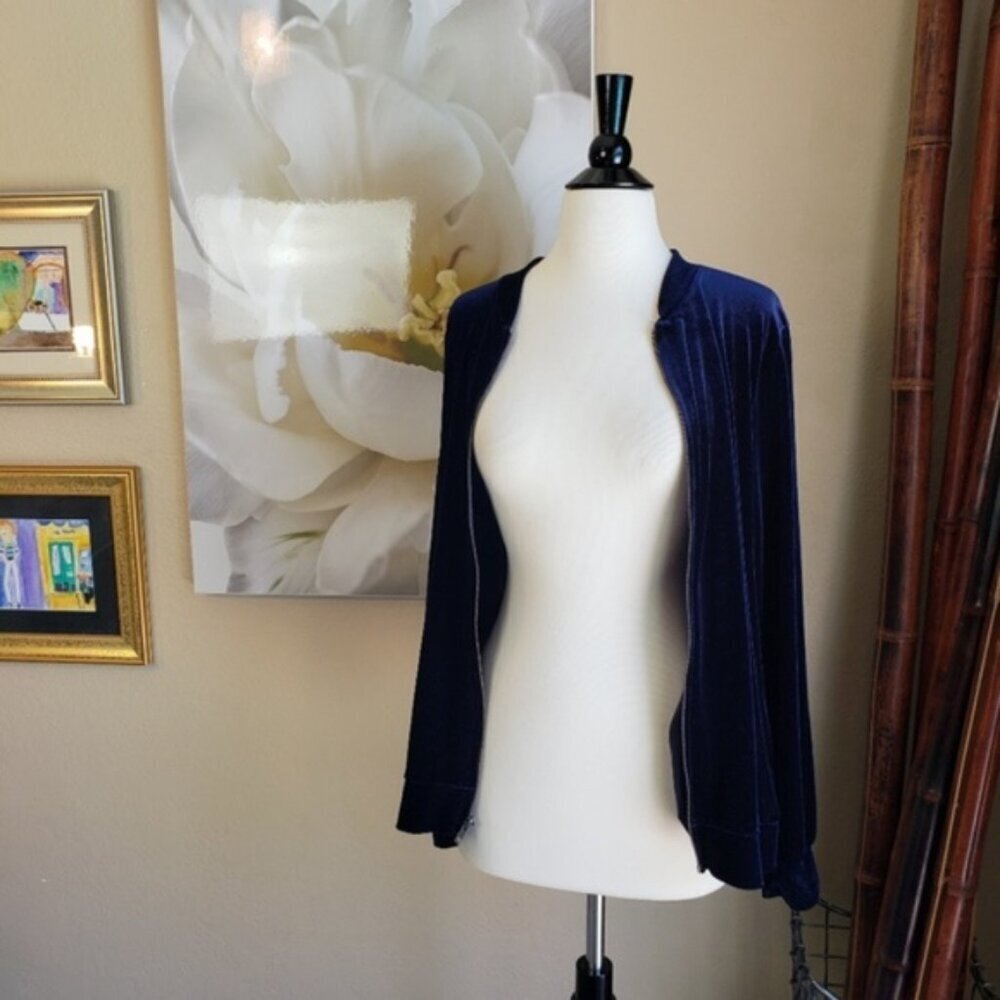 NWOT bp ~ Blue Faux Velvet Zip-up Jacket ~ Size S - Picture 4 of 4